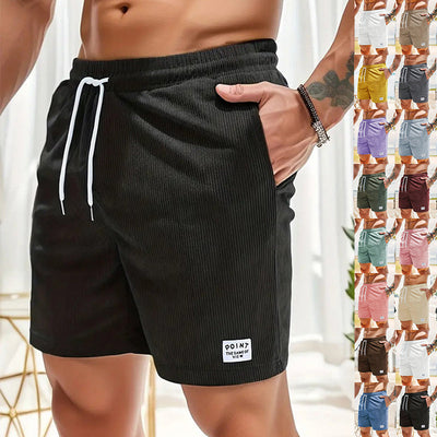 Mens Gym Short Pants Lace-up Drawstring Shorts Summer Corduroy Sports 