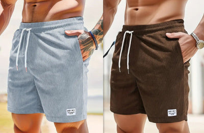 Mens Gym Short Pants Lace-up Drawstring Shorts Summer Corduroy Sports 