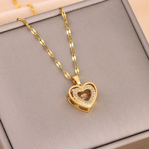 Christmas Gift Double layer Love Pendant Necklace Fashion Jewelry Woman - Joma & Co