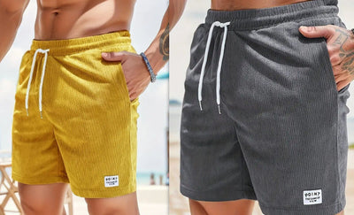 Mens Gym Short Pants Lace-up Drawstring Shorts Summer Corduroy Sports 