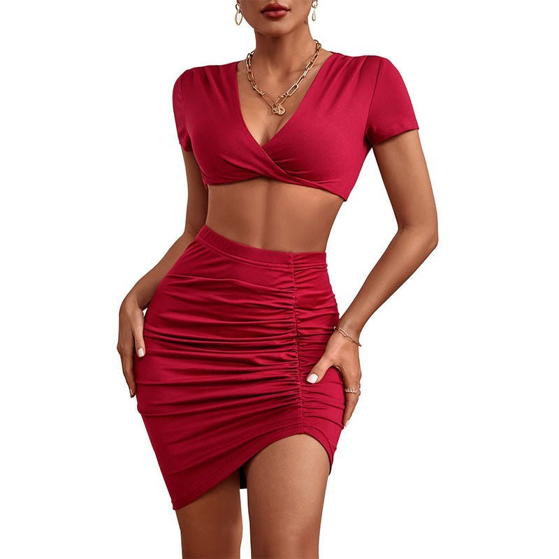 "Red Bodycon Suit Skirt for Women" - Joma & Co